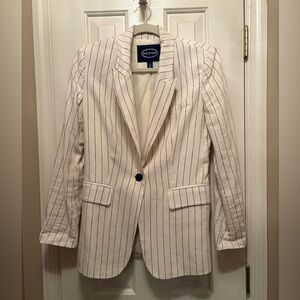 Scoop White Striped linen blend Blazer